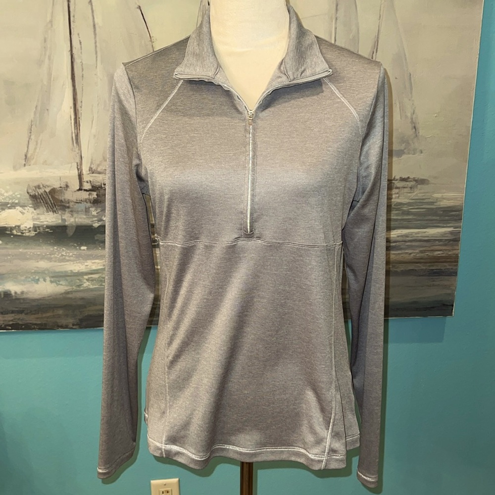 Annika by Cutter & Buck Gray Quarter Zip Golf Pullover, Large